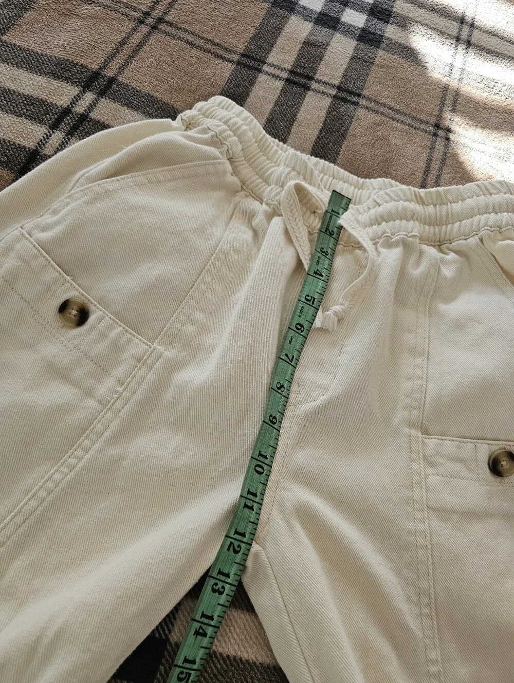 Casual Drawstring Cargo Pants - Cream - Picture 7 of 9